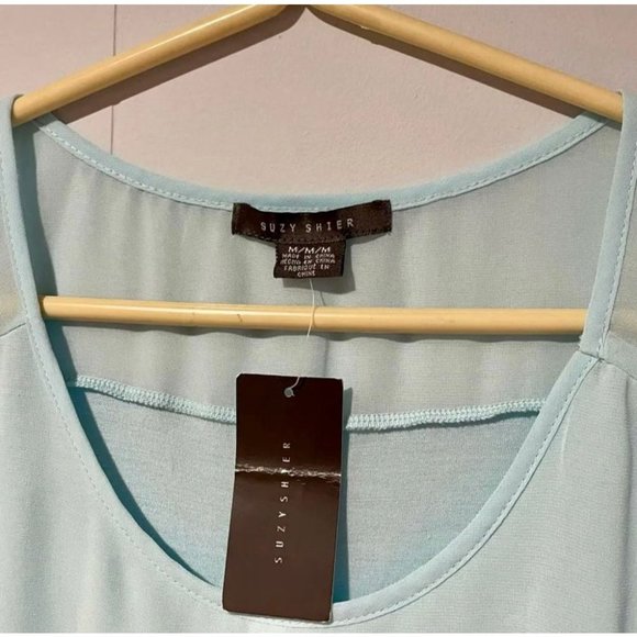 Light Blue Sleeveless Top with Sheer Overlay - Picture 3 of 4